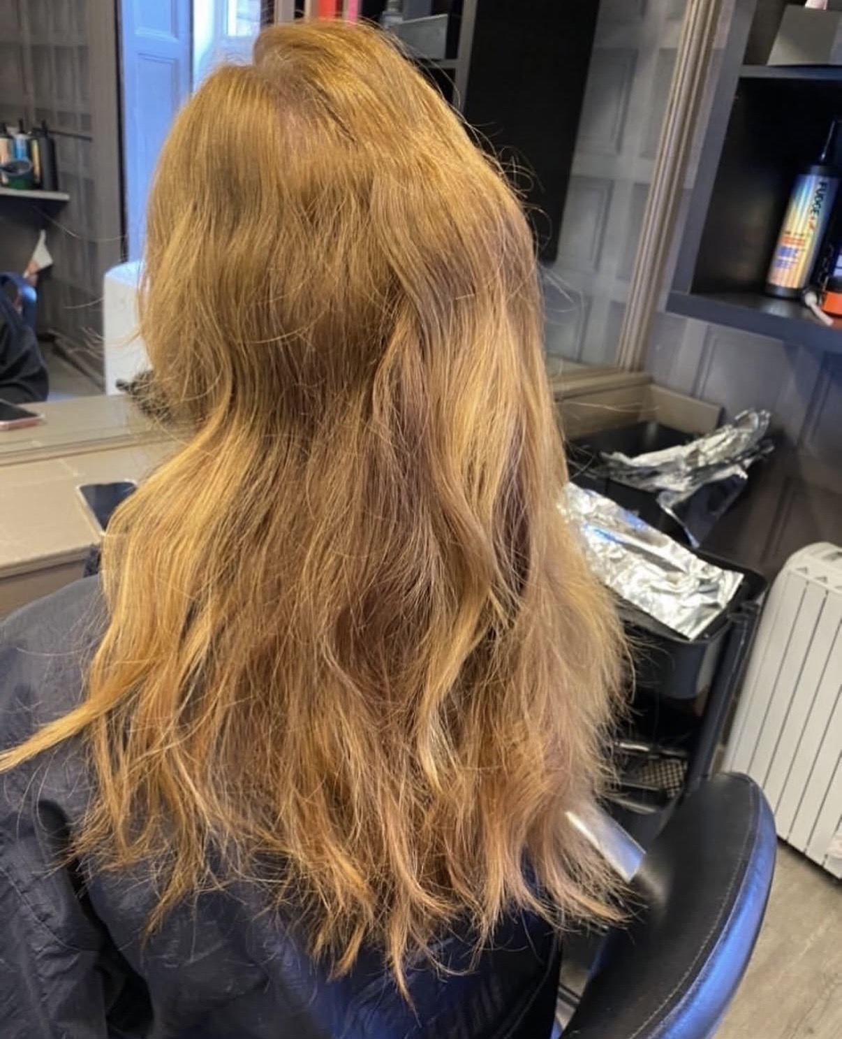 Hair before copper colour transformation at Vogue Salon